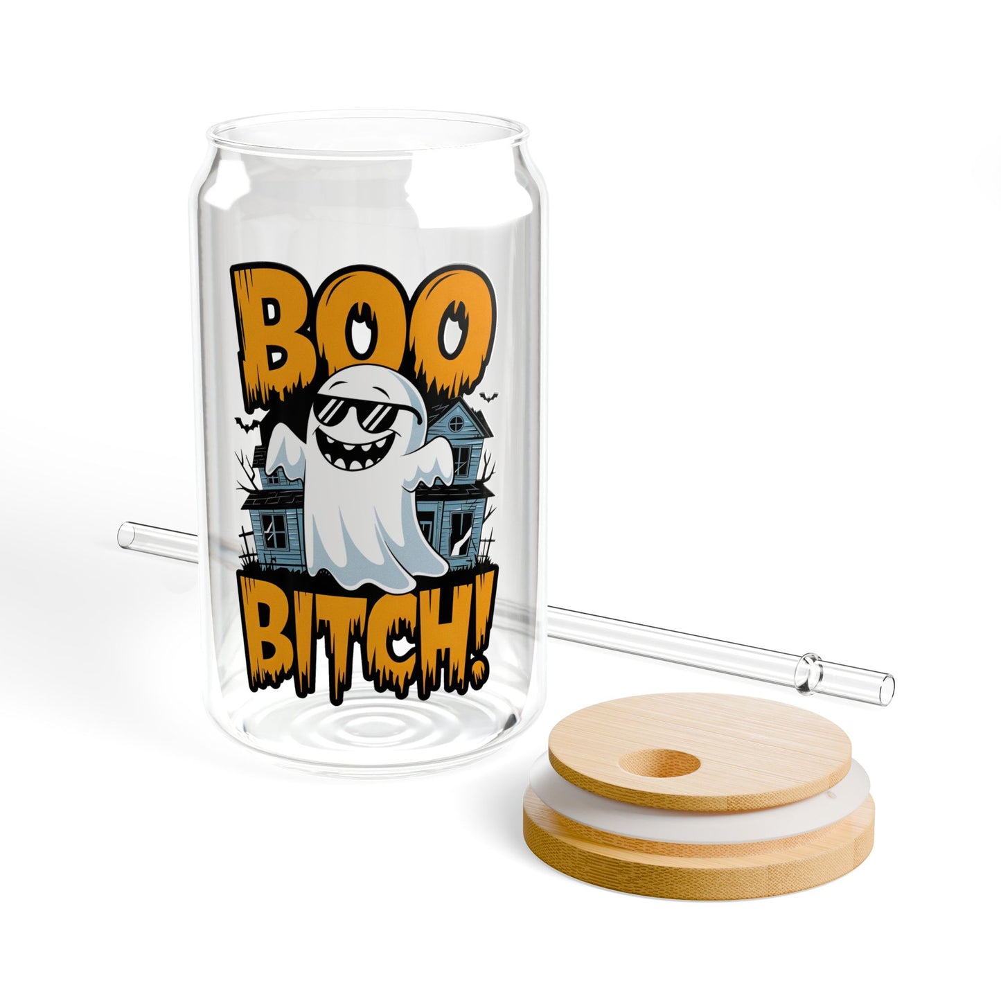 Boo Bitch Sipper Mug – 16oz Spooky Ghost Drinkware