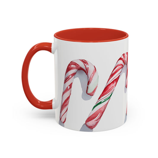 Watercolor Candy Canes Christmas Mug – Festive Holiday Coffee Cup (11oz)