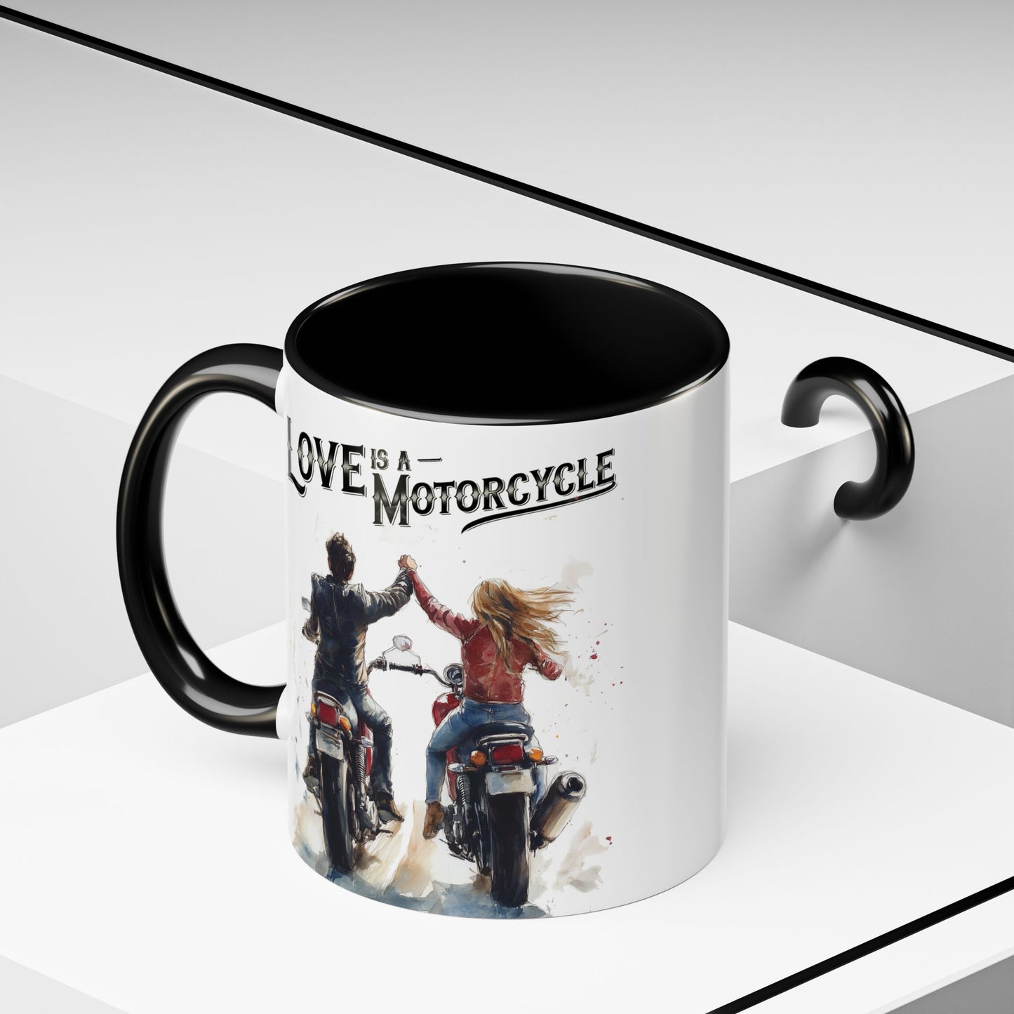 Love is a Motorcycle" Mug – 11oz Watercolor Romance