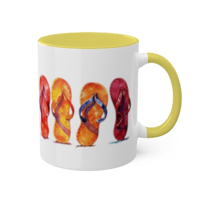 Flip Flops, Watercolored Flip Flops Collectible Summer Series Accent Coffee Mug 11oz