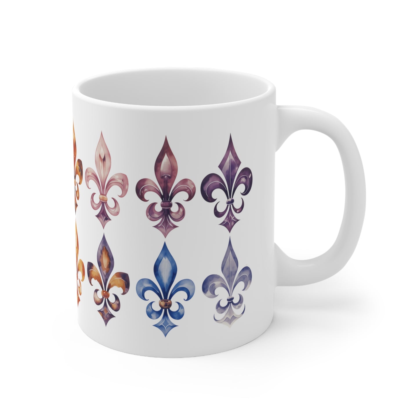 Watercolor Fleur de Lis Tiled Mug