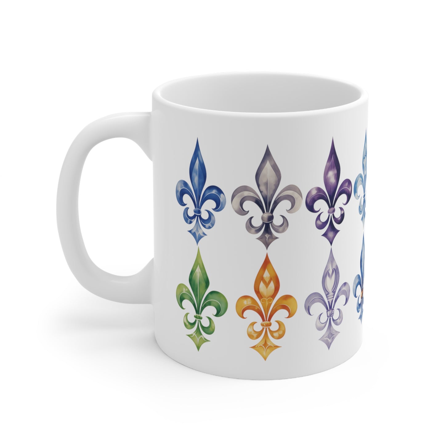 Watercolor Fleur de Lis Tiled Mug