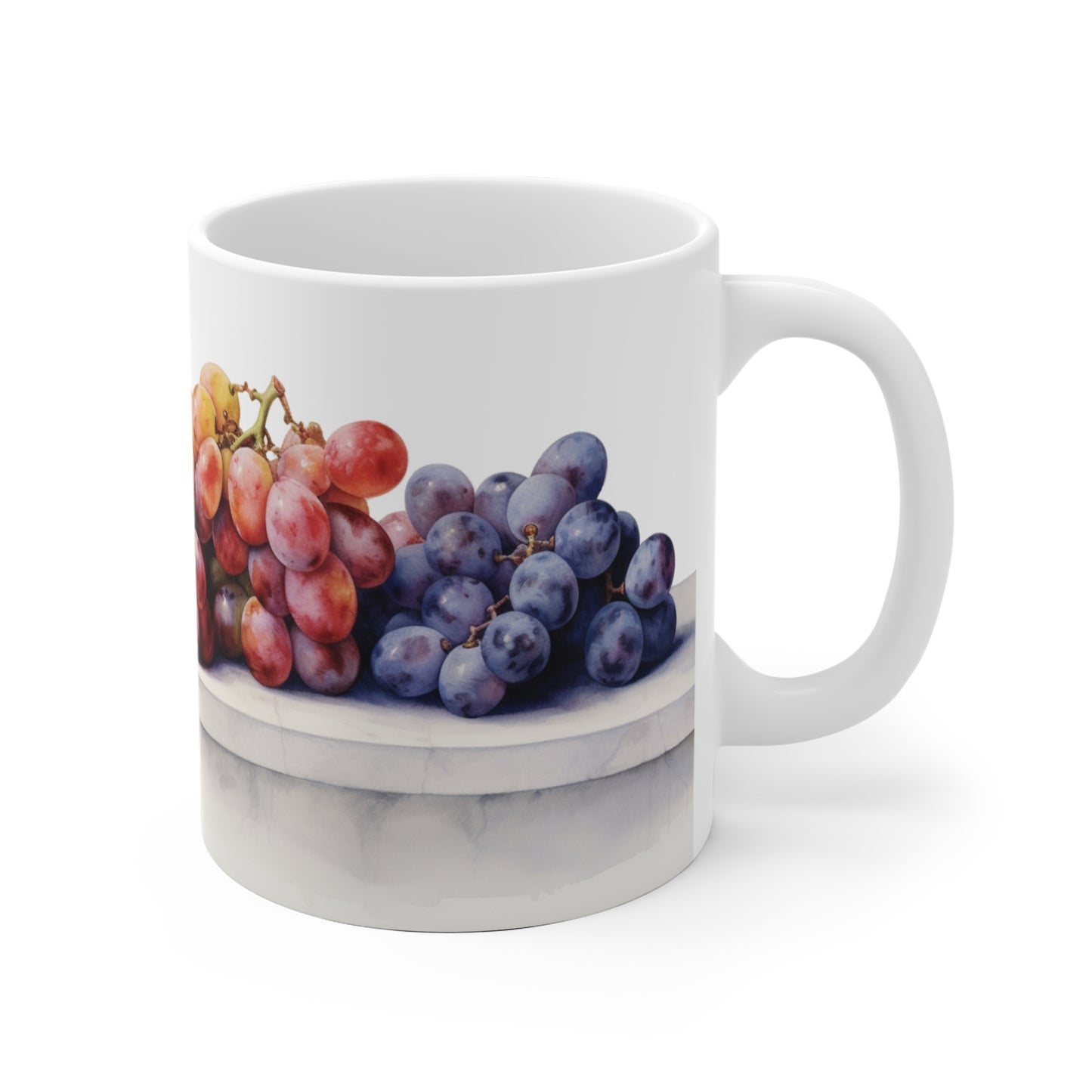 Grape Bounty, Grapes in Watercolor Collectible Fruit Series 11oz Ceramic Coffee Mug.