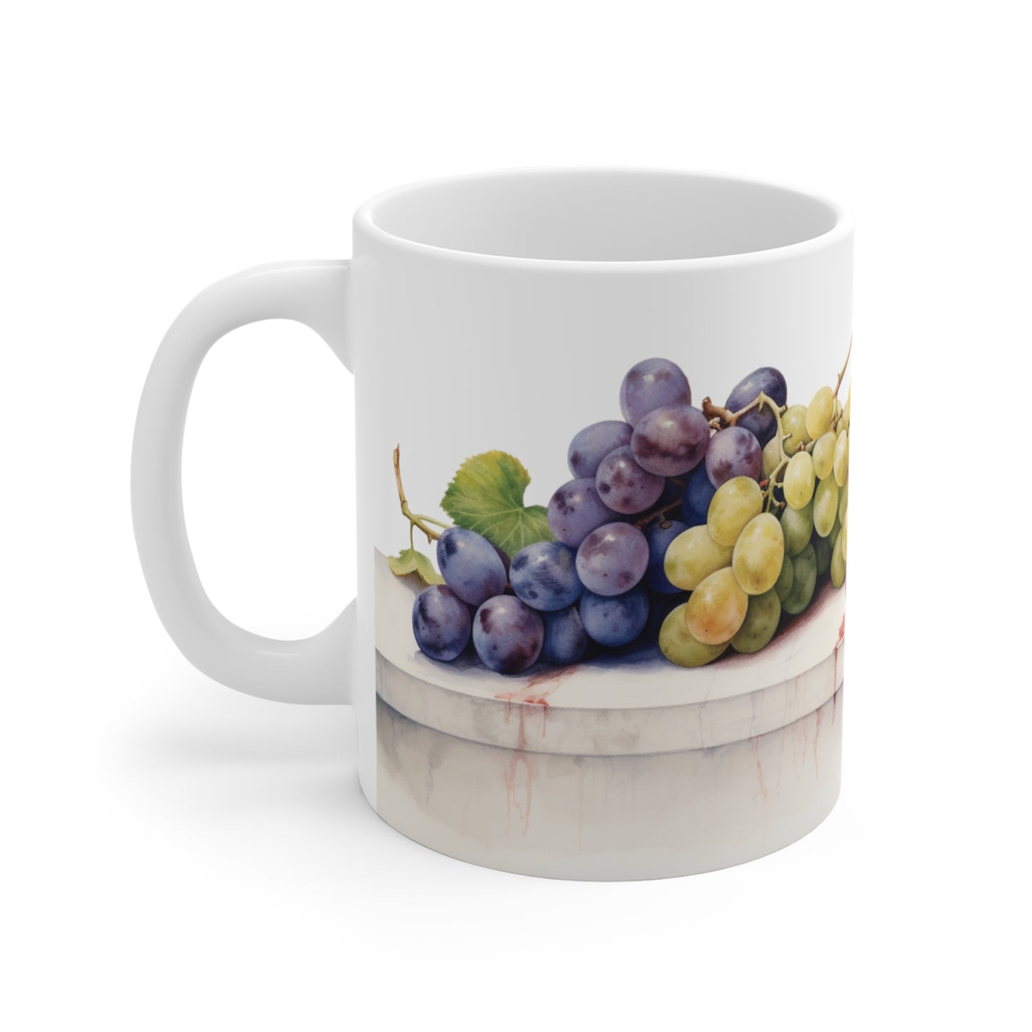 Grape Bounty, Grapes in Watercolor Collectible Fruit Series 11oz Ceramic Coffee Mug.