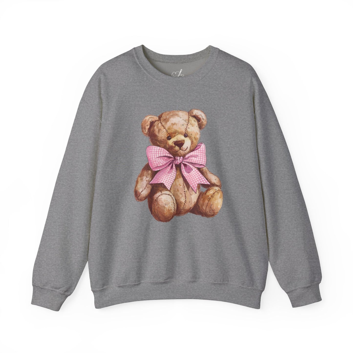 Pink Gingham Bow Teddy Bear Sweatshirt