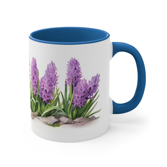 Hyacinth Blooms, Collectible Floral Watercolor ACCENT Coffee Mug 11oz