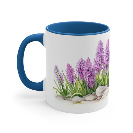 Hyacinth Blooms, Collectible Floral Watercolor ACCENT Coffee Mug 11oz