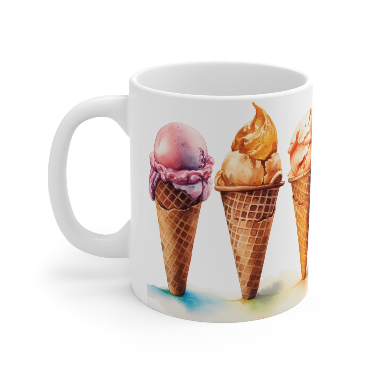 The Ice Cream Cone Coffee Mug, Summertime Series Watercolor Ceramic Coffee Mug 11oz