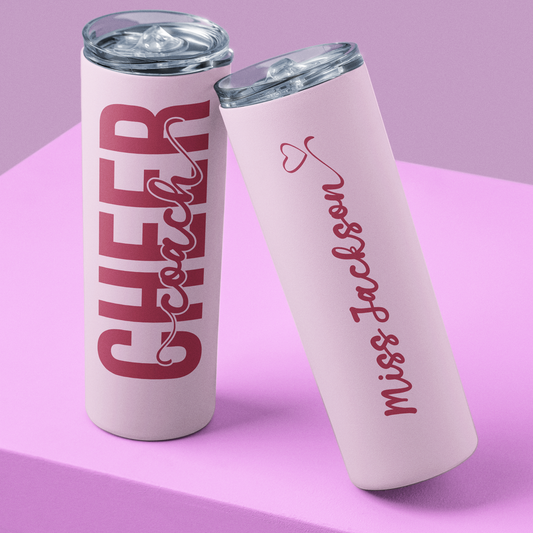 Personalized 20oz Skinny Tumbler – CHEER Edition