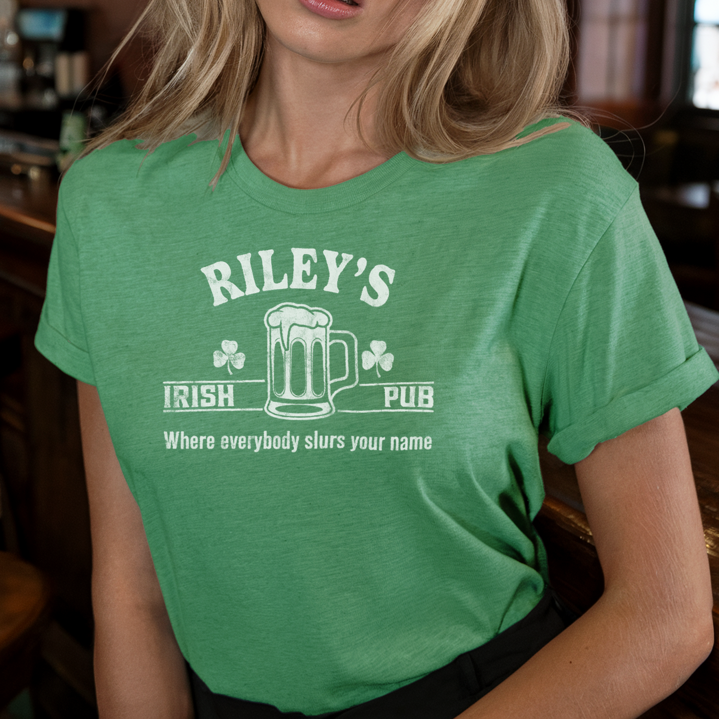 Personalized Irish Pub T-Shirt, "Where Everybody Slurs Your Name".