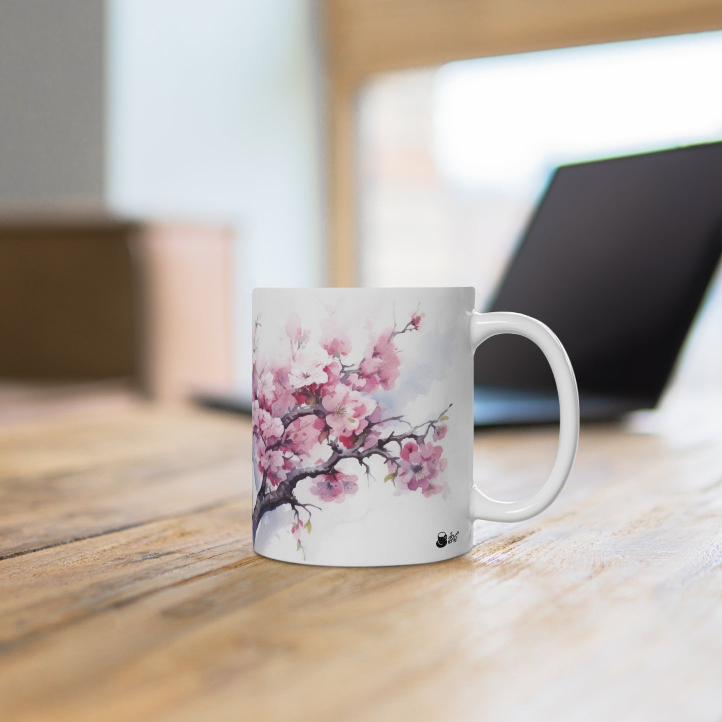 Sakura Serenity, Watercolored Japanese Cherry Blossom Collectible floral inspired 11oz Coffee mug.