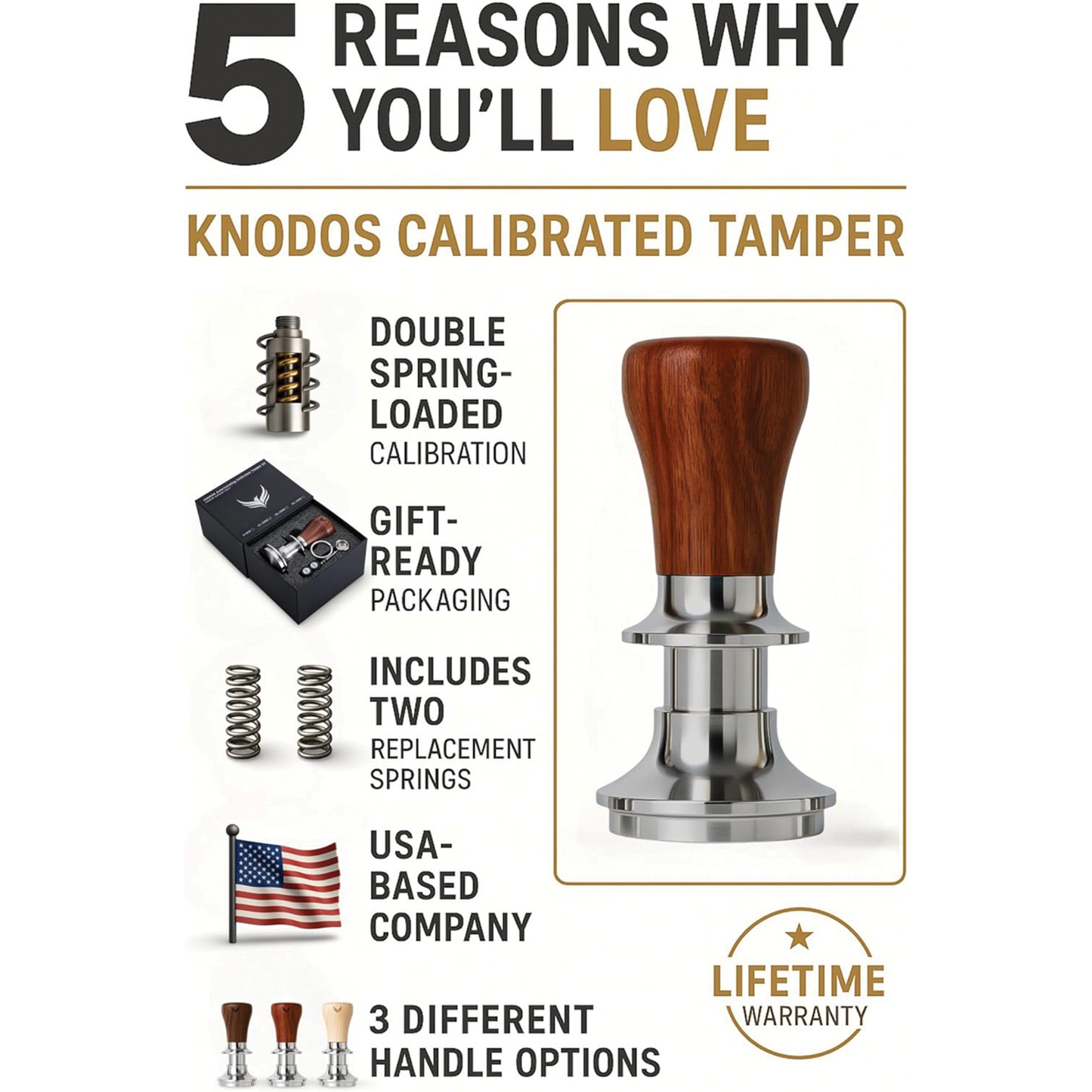 KNODOS 52mm-58.5mm Rosewood Tamper