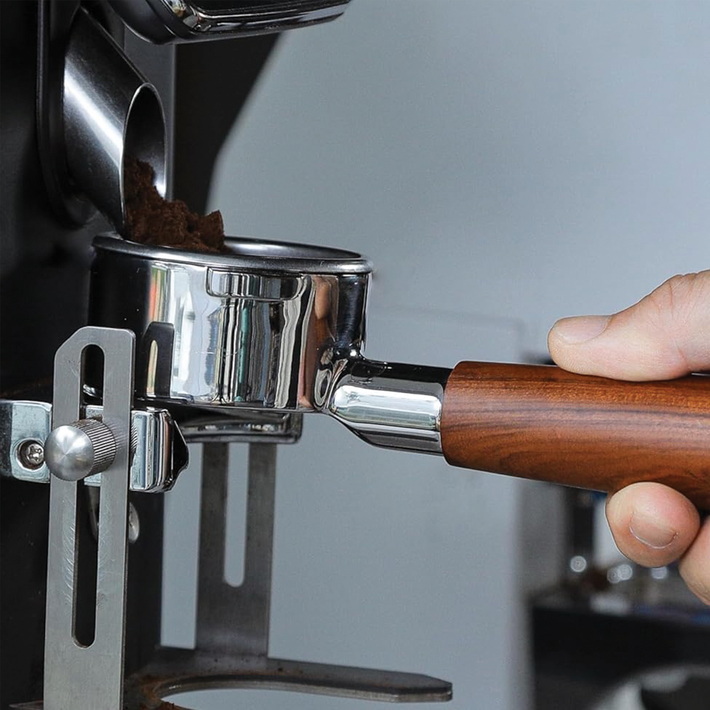 Knodos 58mm Bottomless Portafilter for Gaggia | Rosewood Handle | Includes 18–21g Basket