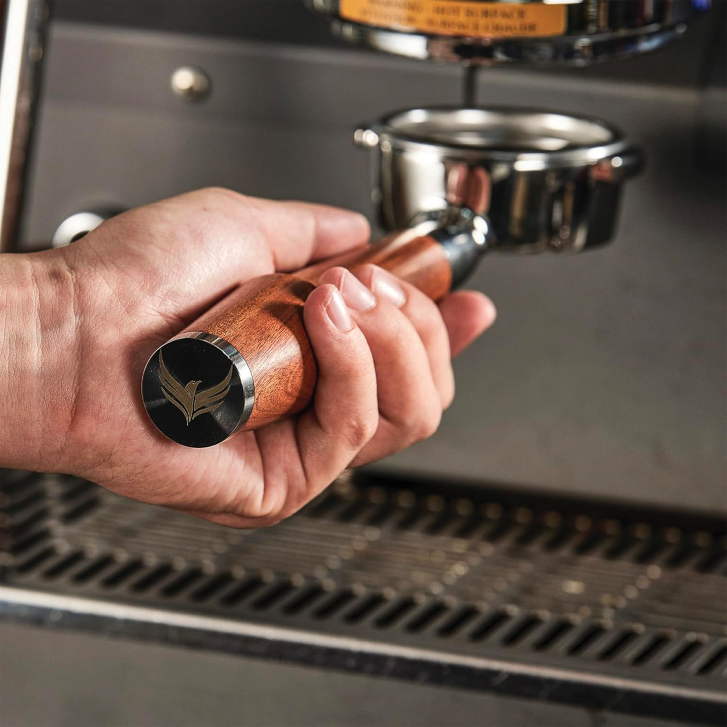Knodos 58mm Bottomless Portafilter for Gaggia | Rosewood Handle | Includes 18–21g Basket