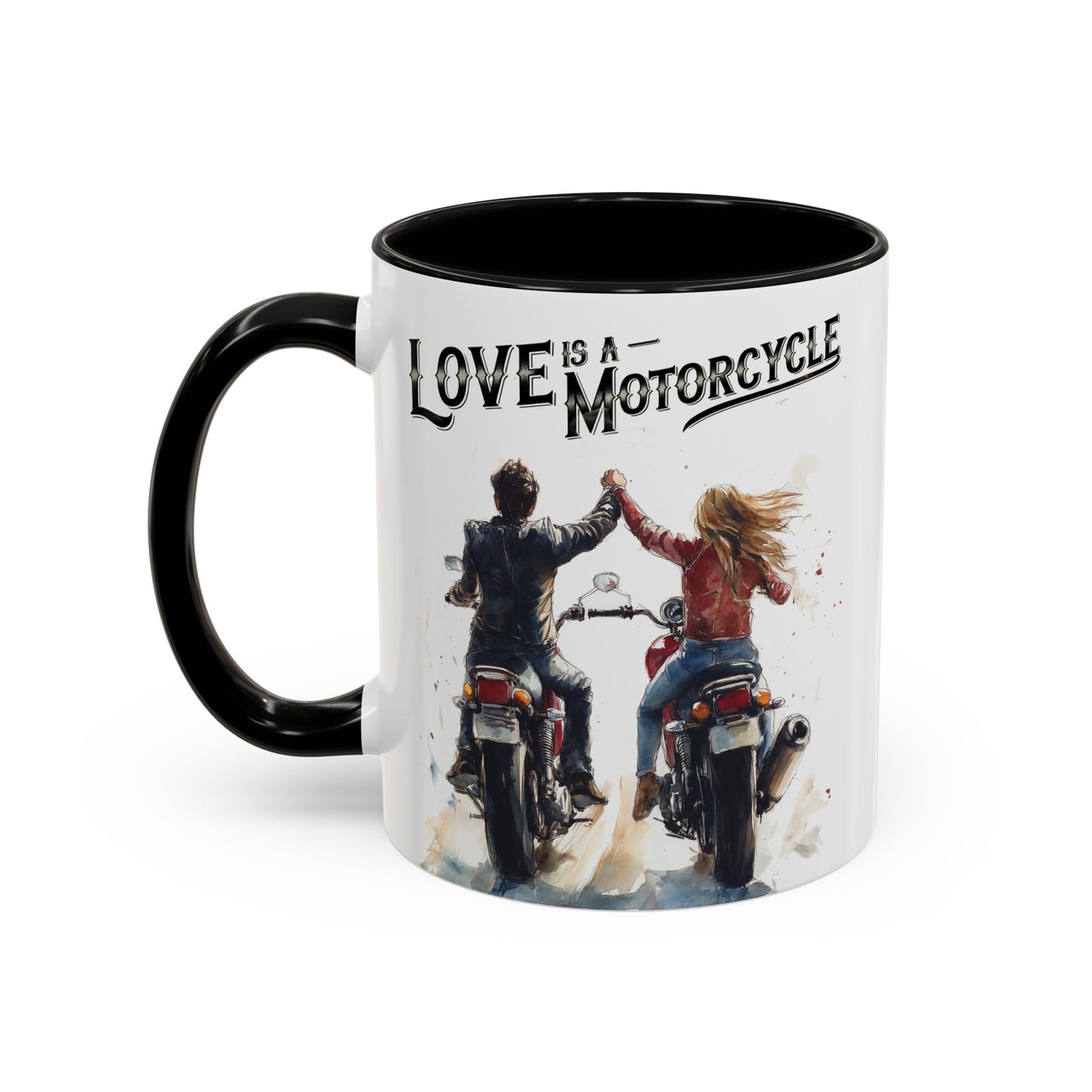 Love is a Motorcycle" Mug – 11oz Watercolor Romance