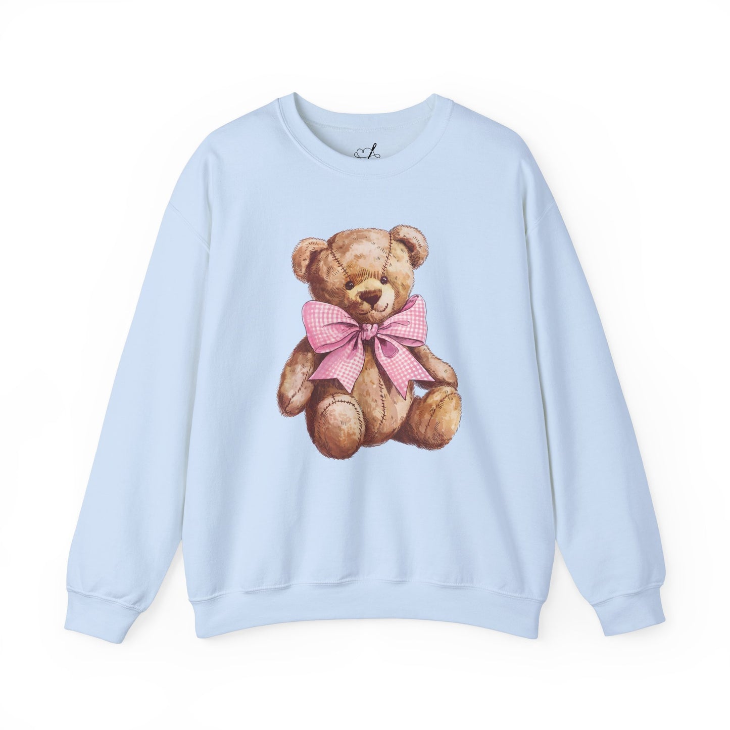 Pink Gingham Bow Teddy Bear Sweatshirt