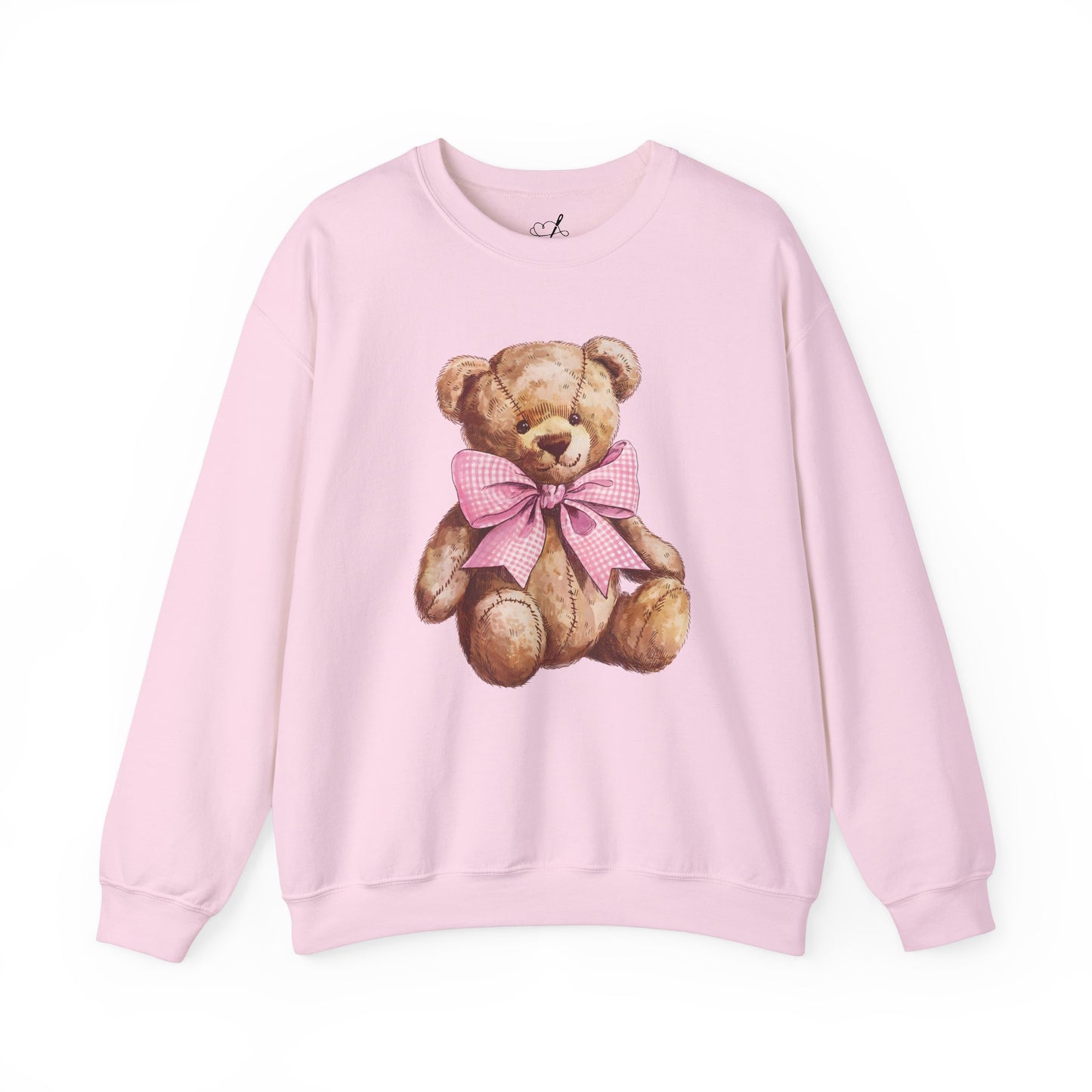 Pink Gingham Bow Teddy Bear Sweatshirt