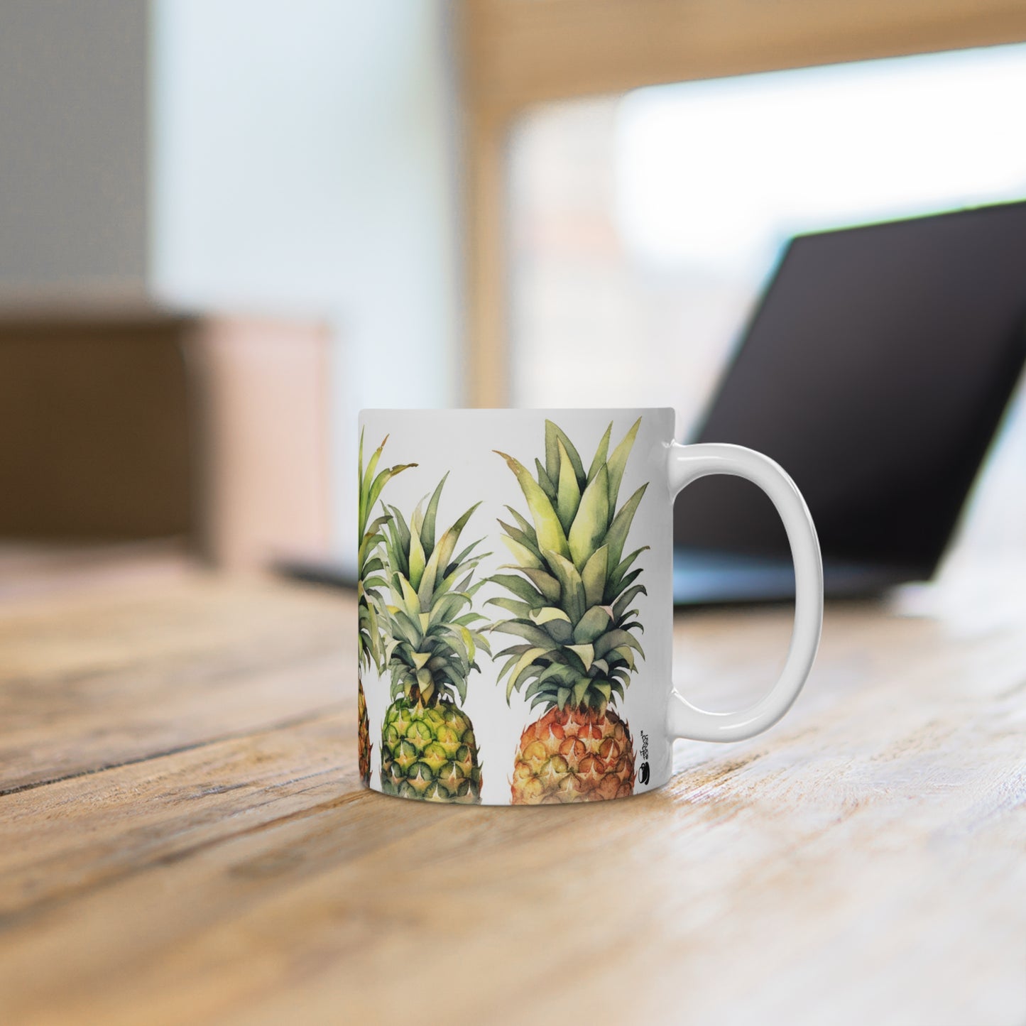 Pineapple Paradise. Collectible Watercolor Fruit Series 11oz ceramic coffee mug.