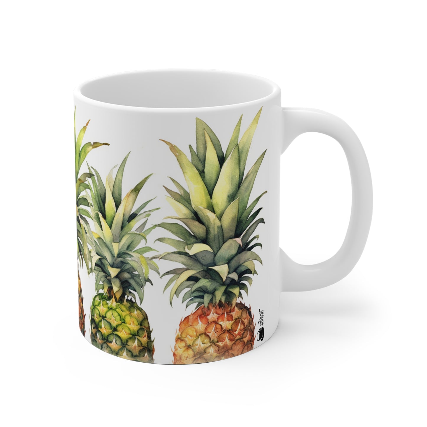 Pineapple Paradise. Collectible Watercolor Fruit Series 11oz ceramic coffee mug.