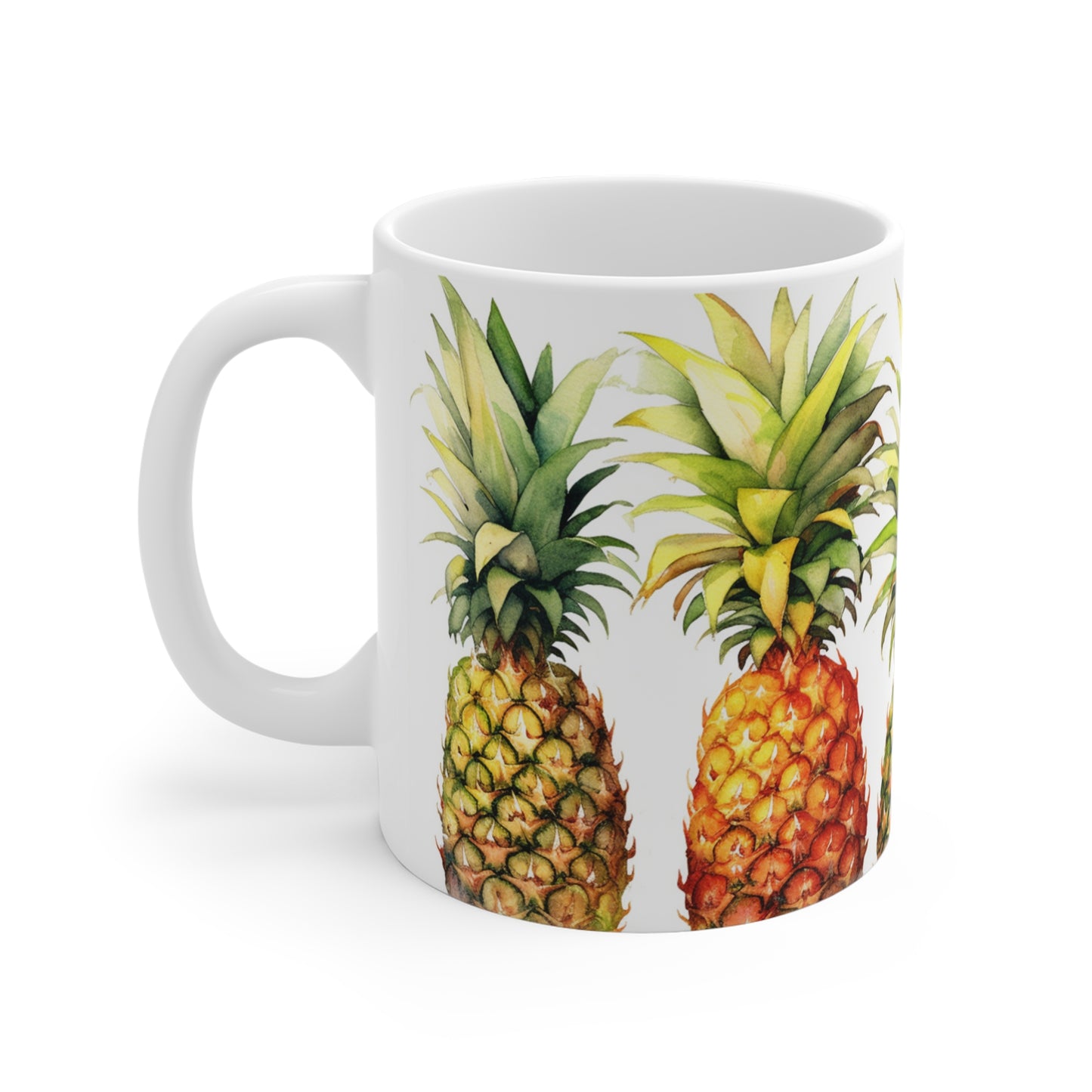 Pineapple Paradise. Collectible Watercolor Fruit Series 11oz ceramic coffee mug.