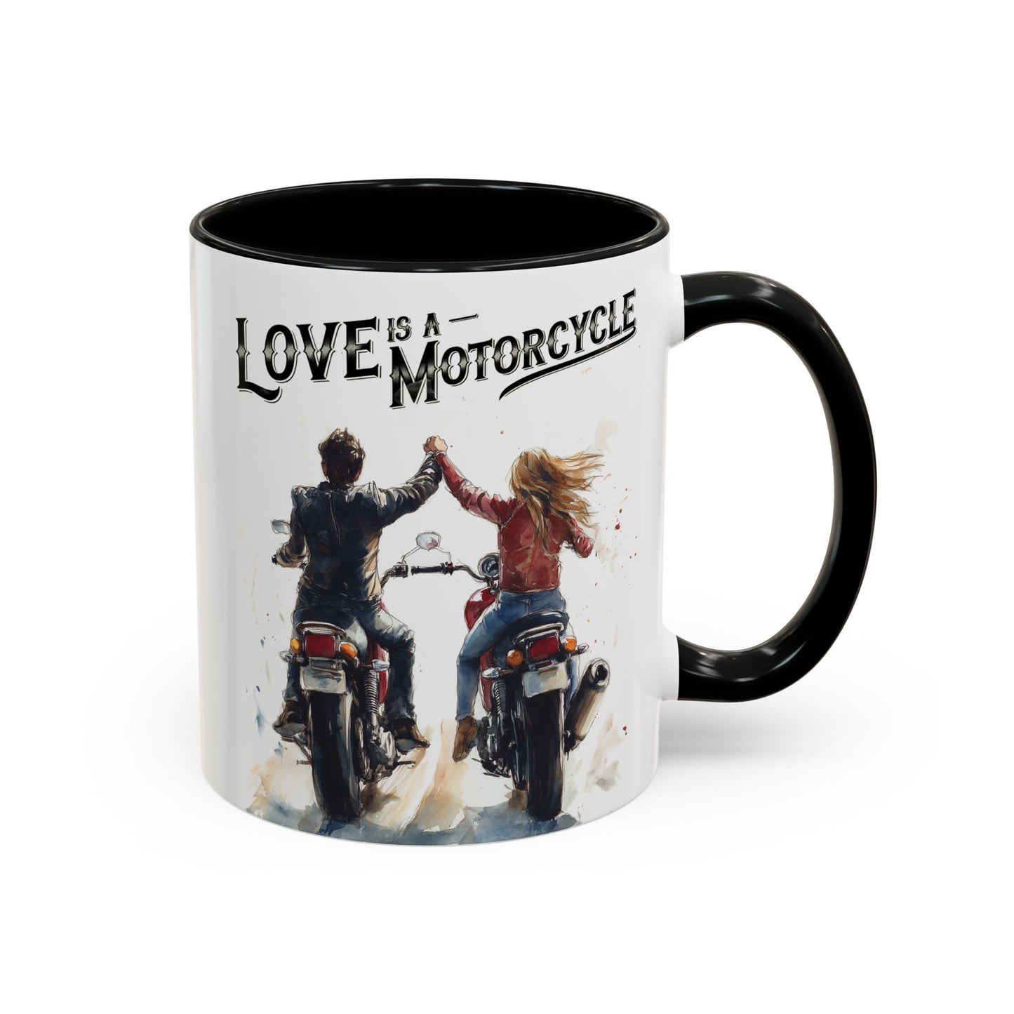 Love is a Motorcycle" Mug – 11oz Watercolor Romance