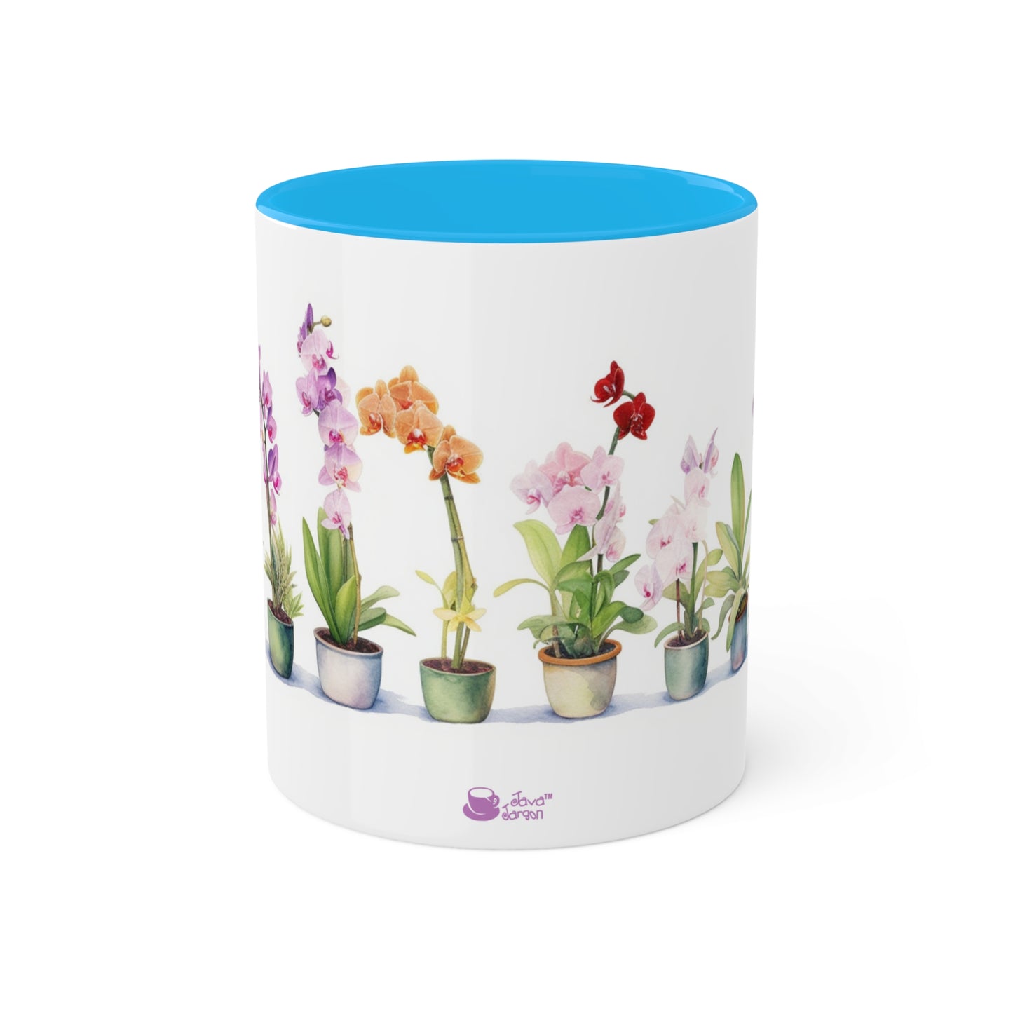 Simple Orchids, Collectible Floral Series watercolored ceramic coffee mug. 11oz