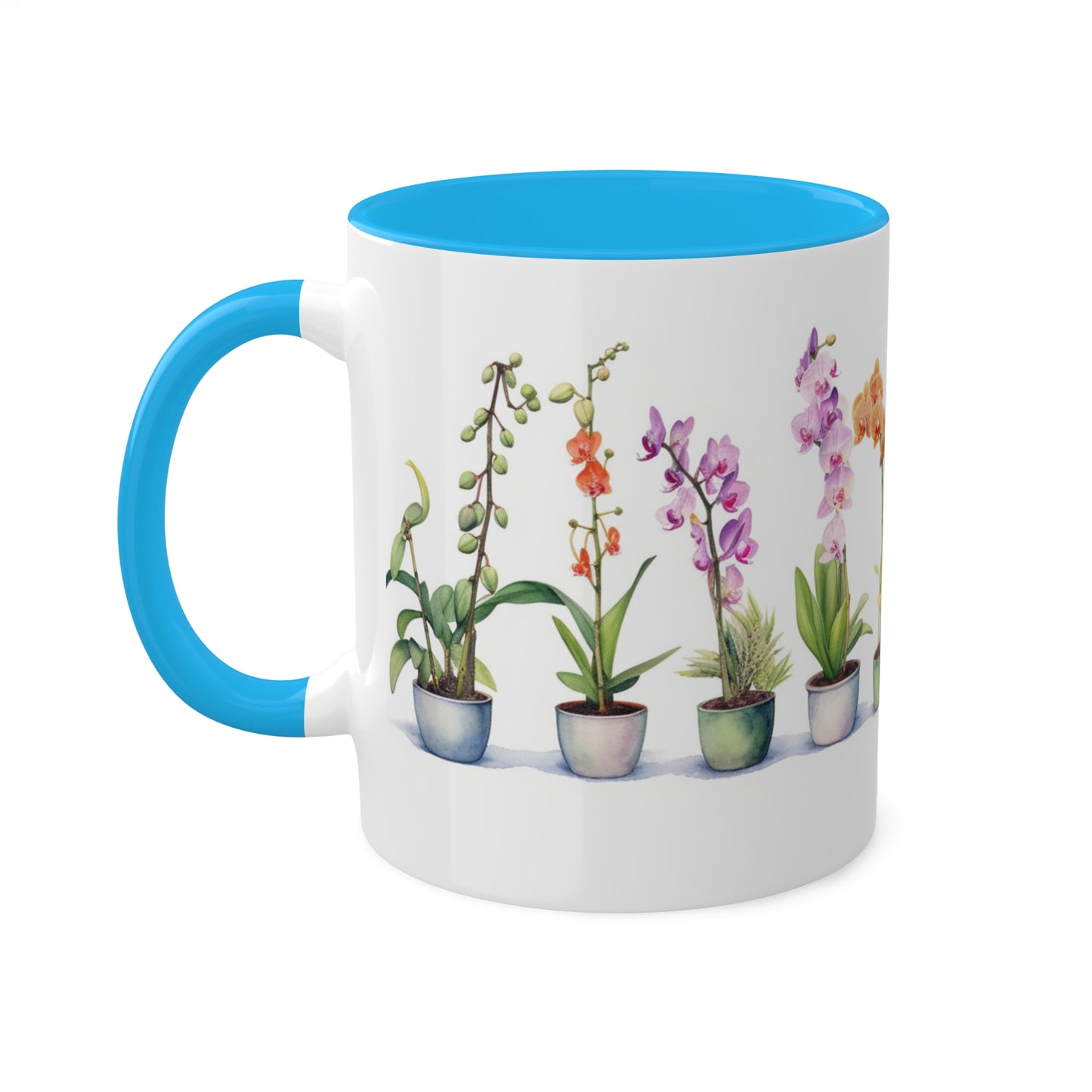 Simple Orchids, Collectible Floral Series watercolored ceramic coffee mug. 11oz