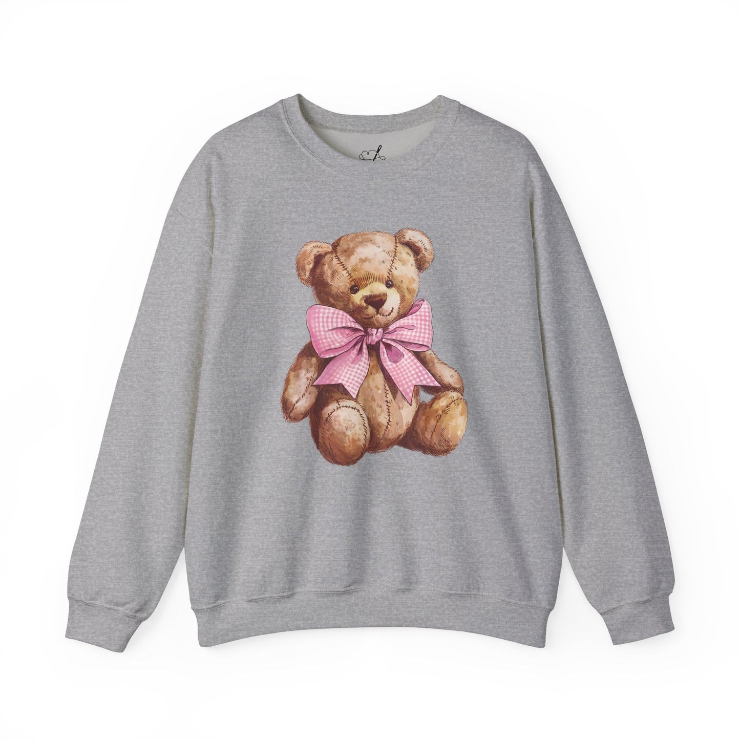 Pink Gingham Bow Teddy Bear Sweatshirt