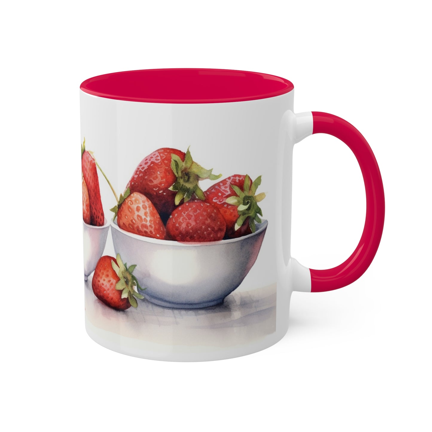 Strawberry Bliss,  Collectible Series Watercolor Strawberry Ceramic Accent 11oz Coffee Mug.