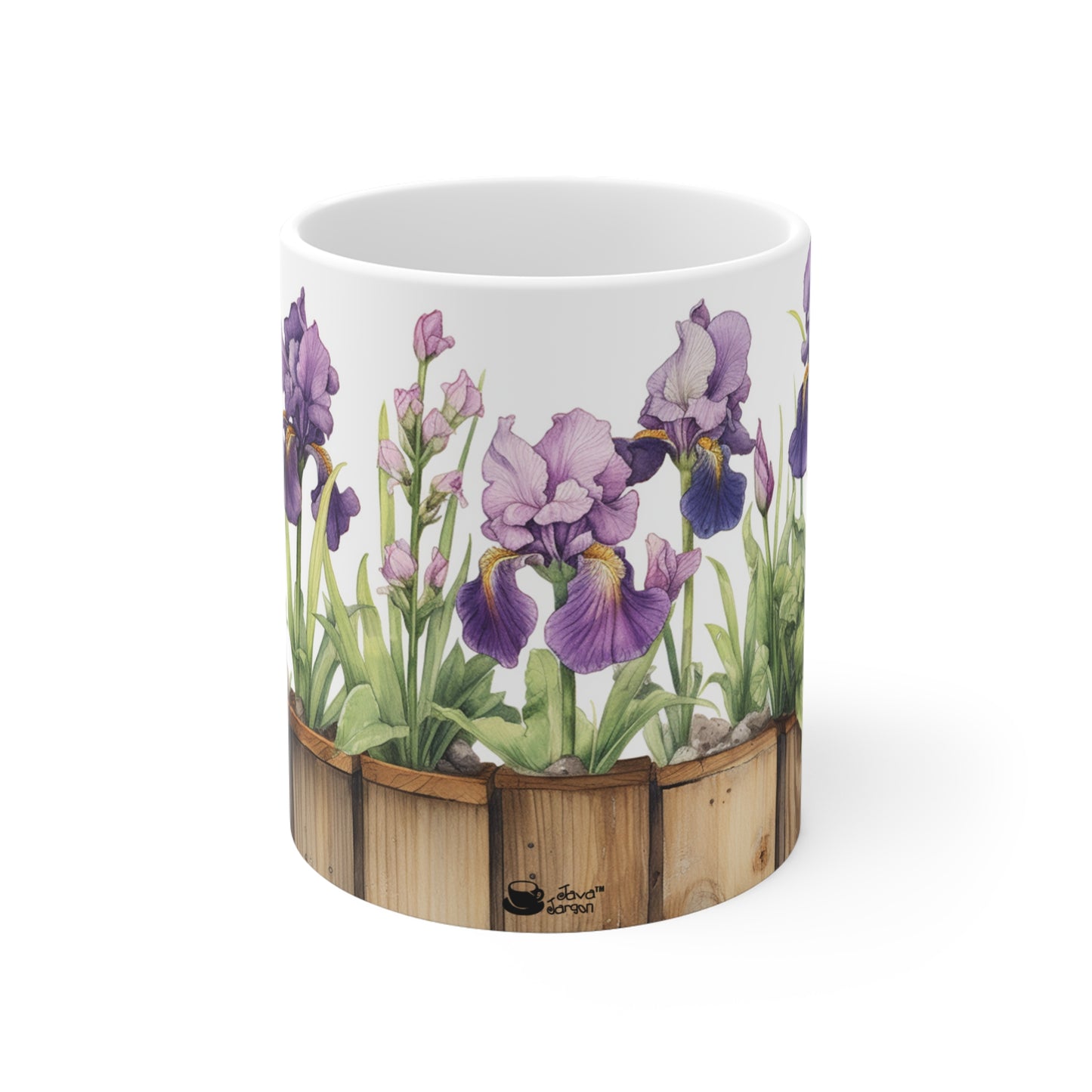 Tall Bearded Iris, Collectible Floral Series watercolor ceramic coffee mug 11oz.